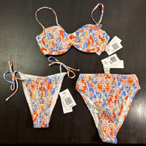 L*Space 3pc Bikini Set Marley Top Aubree & Barlette Bottoms Forever Flowers Sz S - Picture 4 of 15